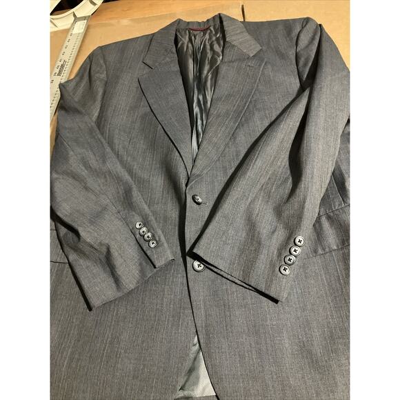 Hart Schaffner Marx Sport Coat 44R, Gray Striped Blazer Jacket, Vintage Men's US - Picture 3 of 14